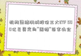 机构集结洪城股份三大ETF 500亿巨资定向“围猎”百家央企