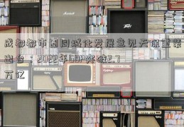 成都都市圈同城化发展意见天保重装出台：2022年GDP突破2.7万亿